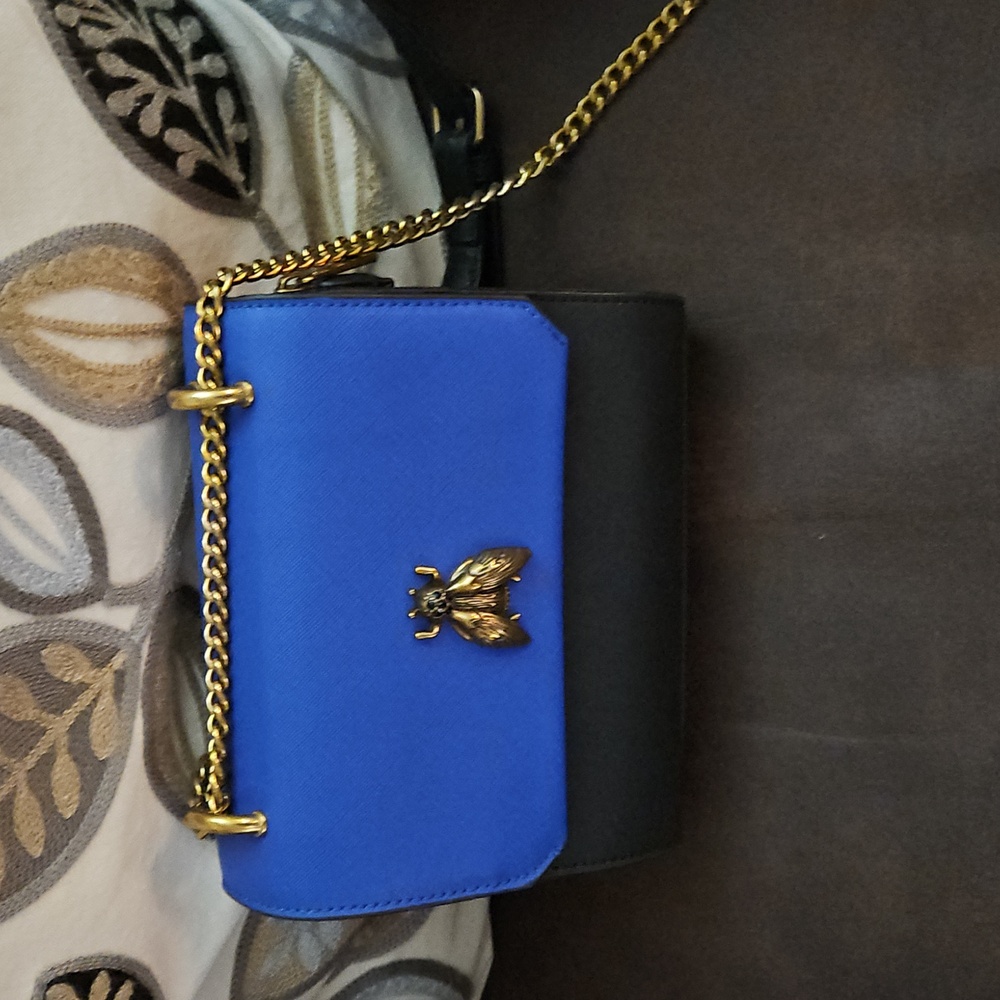 American Eagle Outfitters Rare Blue And Black Bee Crossbody Evening Bag